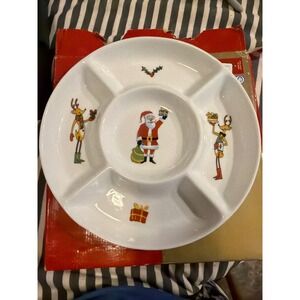 Ashley Cooper Holiday Magic Christmas 12 Inch Porcelain Chip and Dip Platter